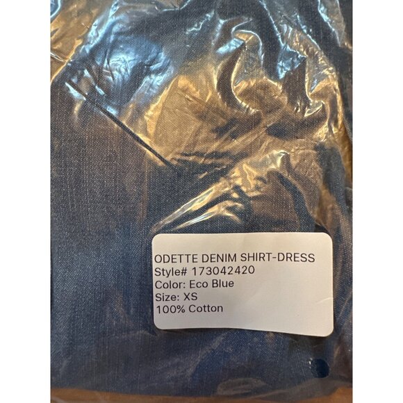 Odette Denim Shirt-Dress Flared Sleeves Eco Blue XS 100% Cotton Button-Up $322 - Picture 5 of 8